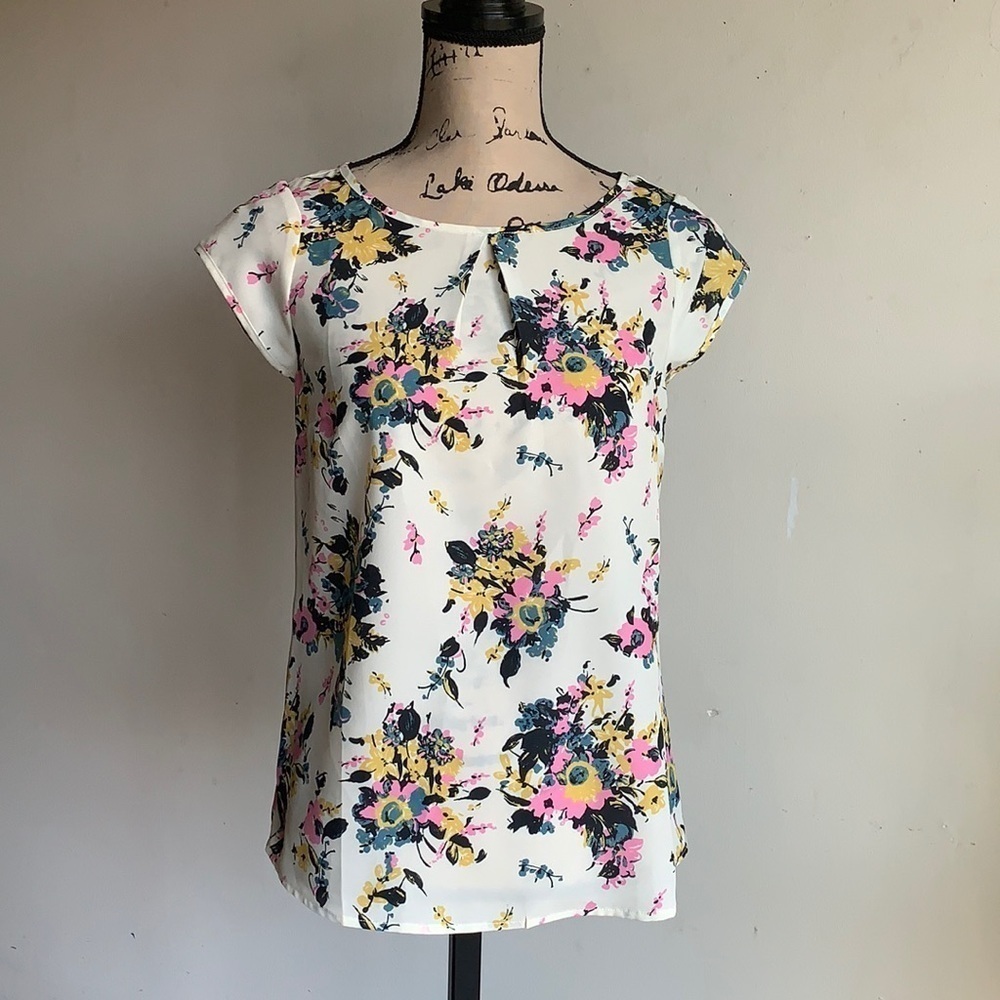 ModCloth Floral Capped Sleeve Blouse Top Size XS NWT - Picture 4 of 11
